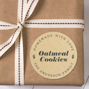 Sticker Rond Rustique Brown Kraft cadeau de cuisine de vacances