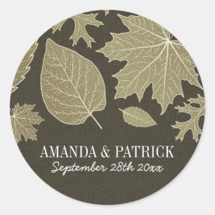 Sticker Rond Rustique Burlap Gold Fall quitte mariage Faveurs
