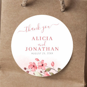 Sticker Rond Rustique élégant aquarelle floral merci mariage