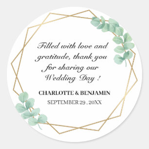 Sticker Rond Rustique Eucalyptus Mason Jar Mariage Favoriser le