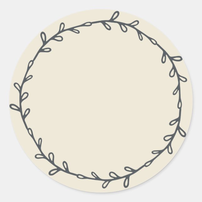 Sticker Rond Rustique fait main antique blanc écriture (Devant)