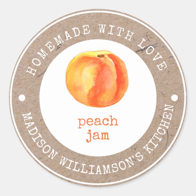 Sticker Rond Rustique fait maison avec amour | Peach Jam Étique (Devant)