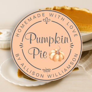 Sticker Rond Rustique fait maison Citrouille automne Pie Orange