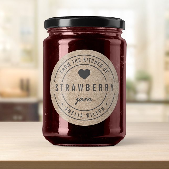 Sticker Rond Rustique Faux Kraft Gras De la cuisine de (Créateur téléchargé)