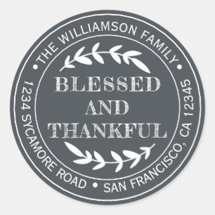 Sticker Rond Rustique Joyeux Thanksgiving Adresse de Retour Noi