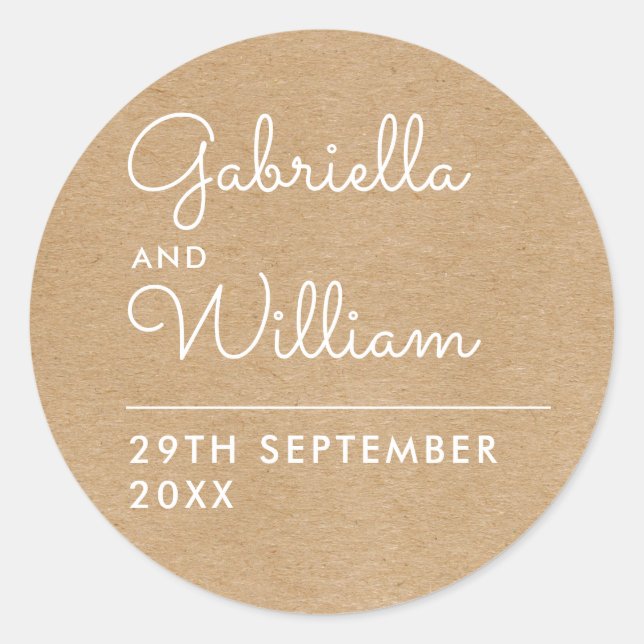 Sticker Rond Rustique Kraft Élégant Script Favoriser (Devant)