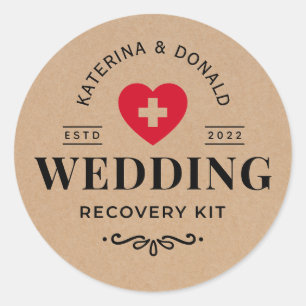 Sticker Rond Rustique Kraft Mariage Hangover Kit de récupératio