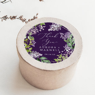 Sticker Rond Rustique Lilac   Merci violet Faveur de mariage