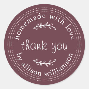 Sticker Rond Rustique Maison Avec Amour Merci Bourgogne