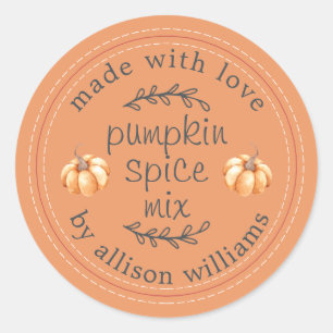 Sticker Rond Rustique maison Citrouille épice Mix Orange