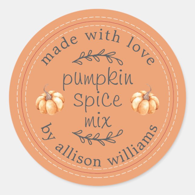 Sticker Rond Rustique maison Citrouille épice Mix Orange (Devant)