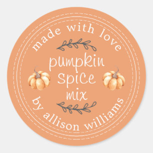 Sticker Rond Rustique maison Citrouille épice Mix Orange