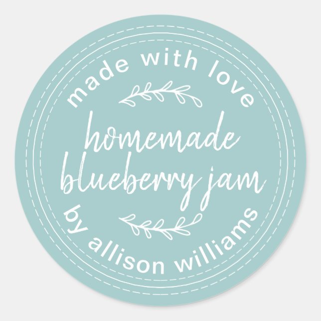Sticker Rond Rustique maison confiture de bleuet bleu canne ble (Devant)
