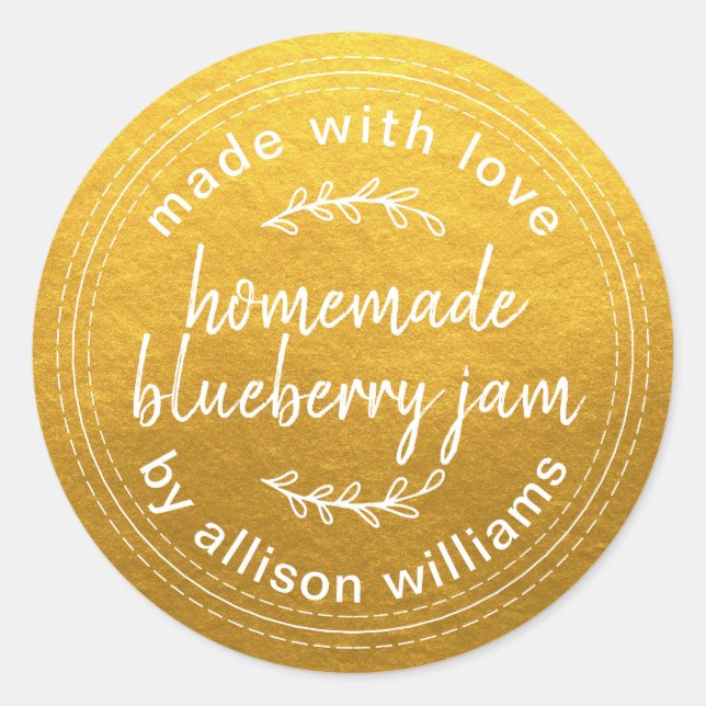 Sticker Rond Rustique maison confiture de bleuets Canning Or (Devant)