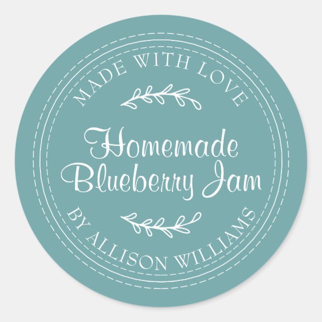 Sticker Rond Rustique maison confiture de bleuets Canning Turqu (Devant)