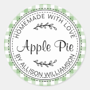 Sticker Rond Rustique maison Motif à tarte verte Pomme fait ma
