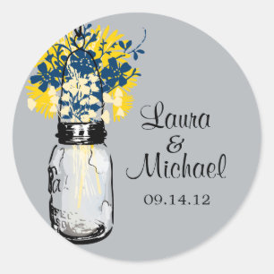 Sticker Rond Rustique Mason Jar & Fleur sauvage