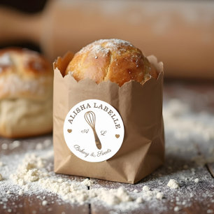 Sticker Rond Rustique minimaliste Whisk Bakery logo