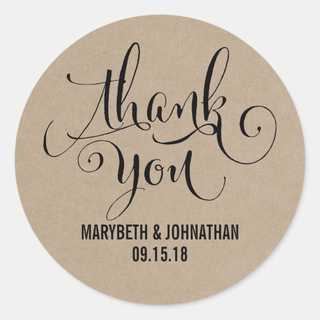 Sticker Rond Rustique moderne Nous faisons Mariage Merci Sticke (Devant)