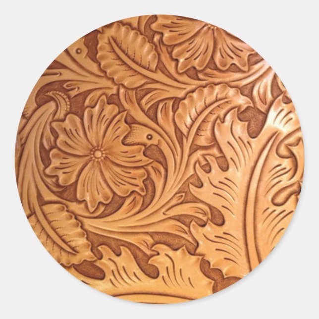 Sticker Rond Rustique motif western pays à outils cuir (Devant)