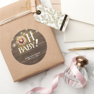 Sticker Rond Rustique Oh Bébé Chéri Gâteau Bébé