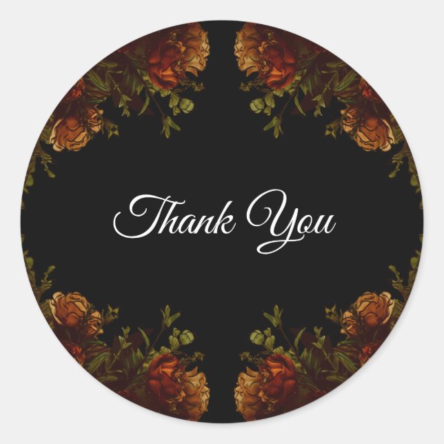 Sticker Rond Rustique Orange Noir Élégant Mariage Invitation (Devant)