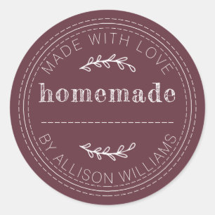 Sticker Rond Rustique Pâtisseries Maison Bocal de Confiture Bor