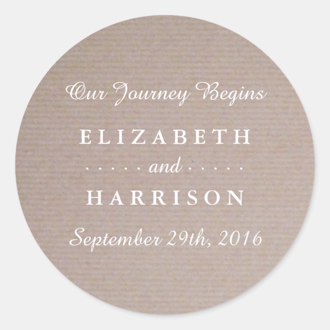Sticker Rond Rustique Pays Kraft Mariage Faveur (Devant)
