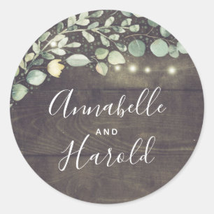Sticker Rond Rustique Pays Mariage de verdure feuillu