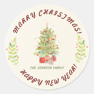 Sticker Rond Rustique Personnaliser la verdure Noël