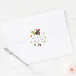 Sticker Rond Rustique romantique Berry Mariage photo Retour