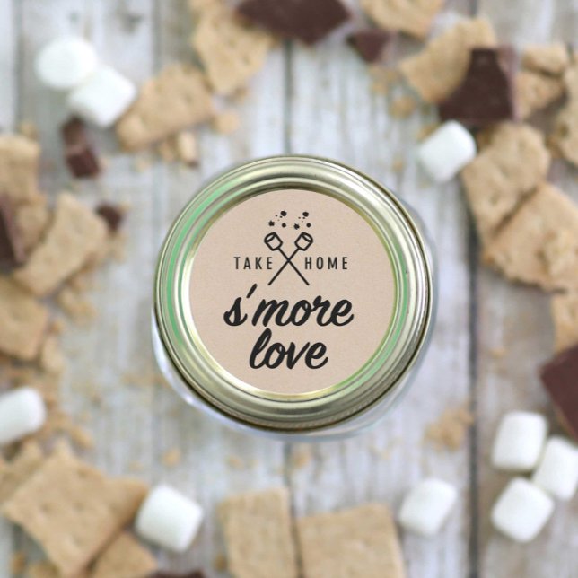 Sticker Rond Rustique S'more Love Kraft Wedding Favor (Créateur téléchargé)