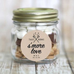 Sticker Rond Rustique S'more Love Kraft Wedding Favor