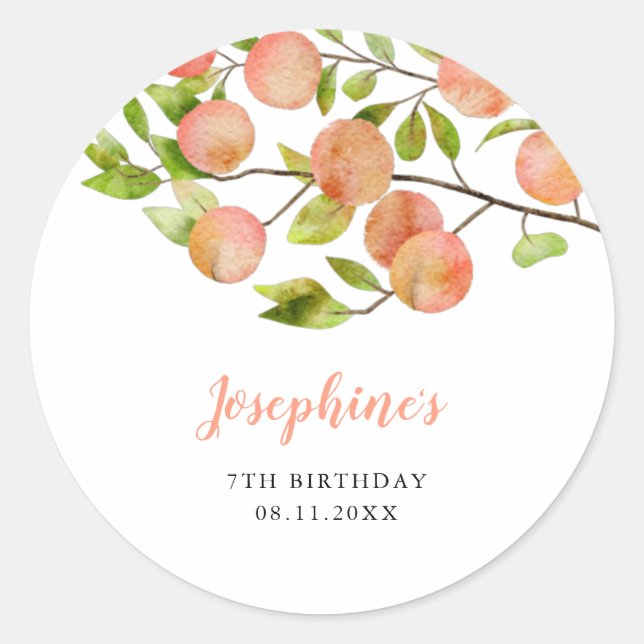 Sticker Rond Rustique Sweet Peach Girl Anniversaire (Devant)