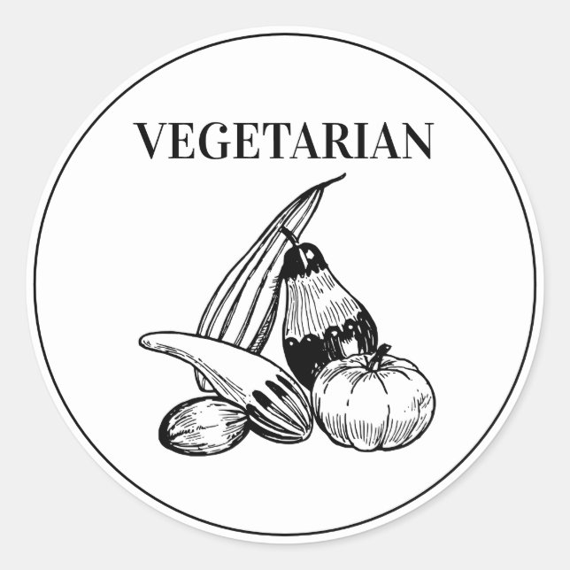 Sticker Rond Rustique végétarien Mariage choix de repas (Devant)
