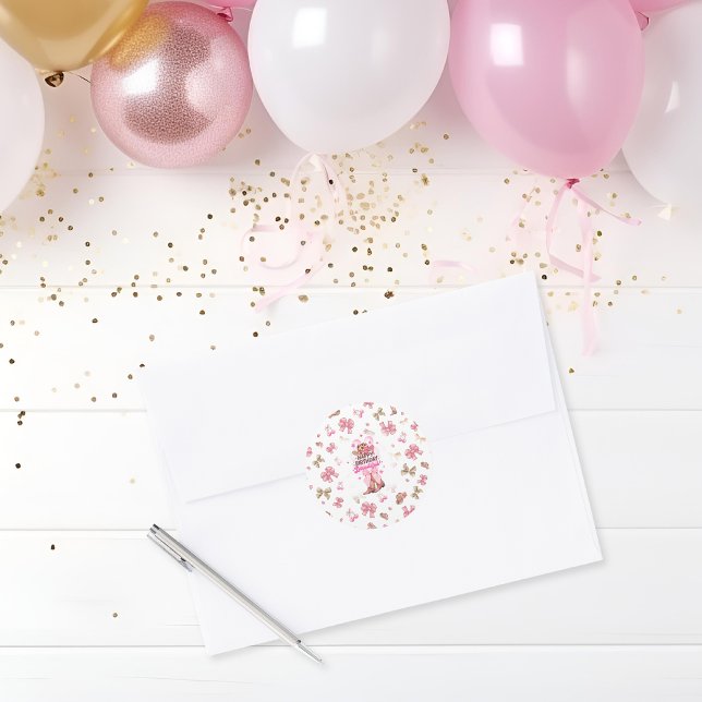 Sticker Rond Rustique Western Cowgirl Joyeuse fille d'anniversa (Créateur téléchargé)