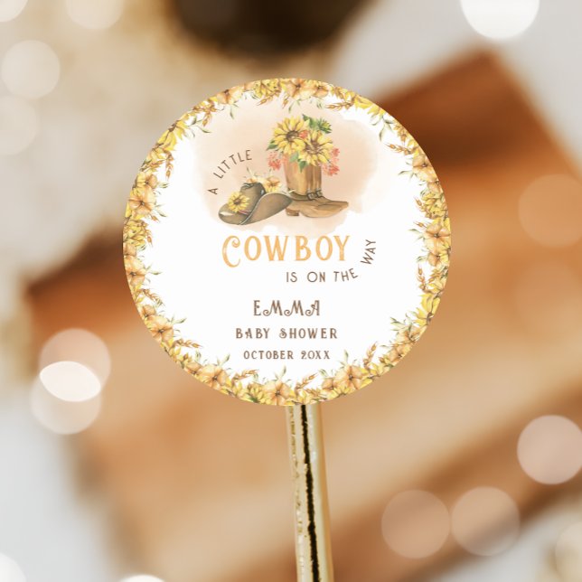 Sticker Rond Rustique Wild West Boy Douche (Créateur téléchargé)