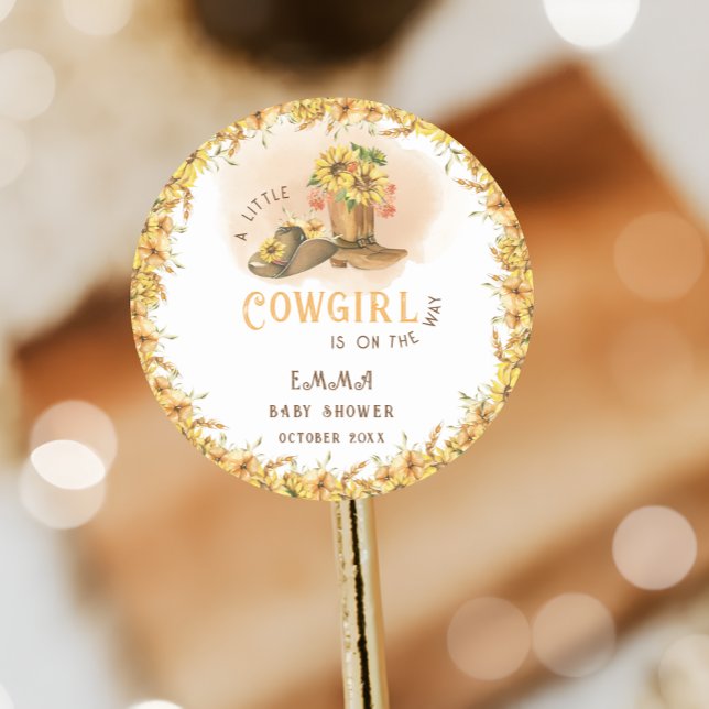 Sticker Rond Rustique Wild West fille douche (Créateur téléchargé)