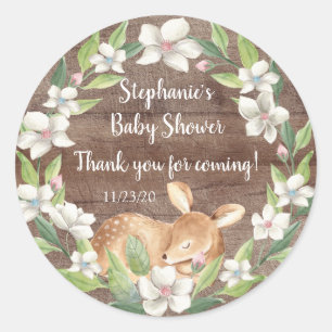 Sticker Rond Rustique Woodland Sweet Deer Baby shower Favoriser