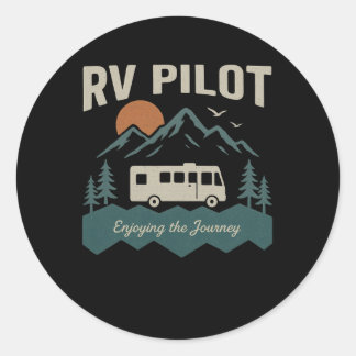 Sticker Rond Rv Pilot Camping Retro Motorhome Travel Vacation C