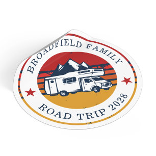 Sticker Rond RV Road Trip Correspondance Famille Camping Vacanc
