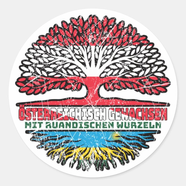 Sticker Rond Rwanda Rwanda Österreichisch Österreich Baum (Devant)