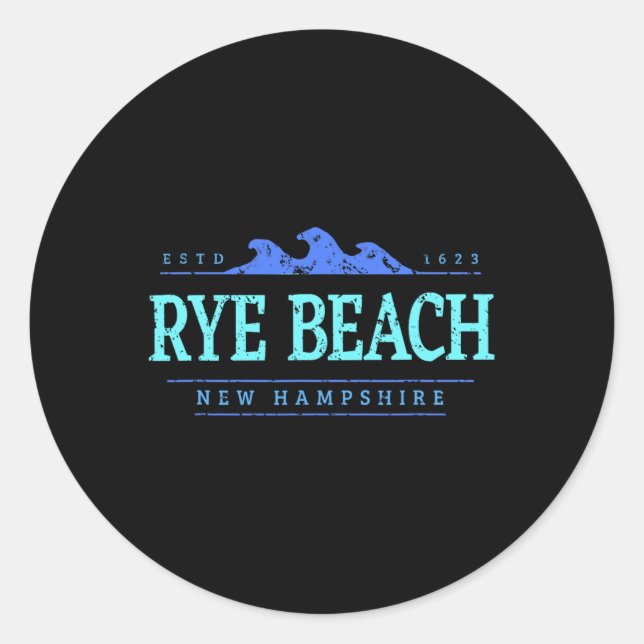Sticker Rond Rye Beach New Hampshire Rye Beach Nh Shoreline  (Devant)