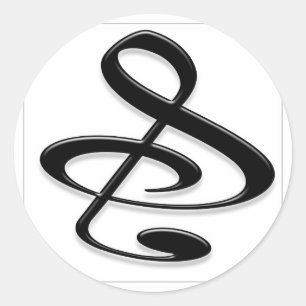 Sticker Rond "S", "et", et/ou note musicale de clef triple
