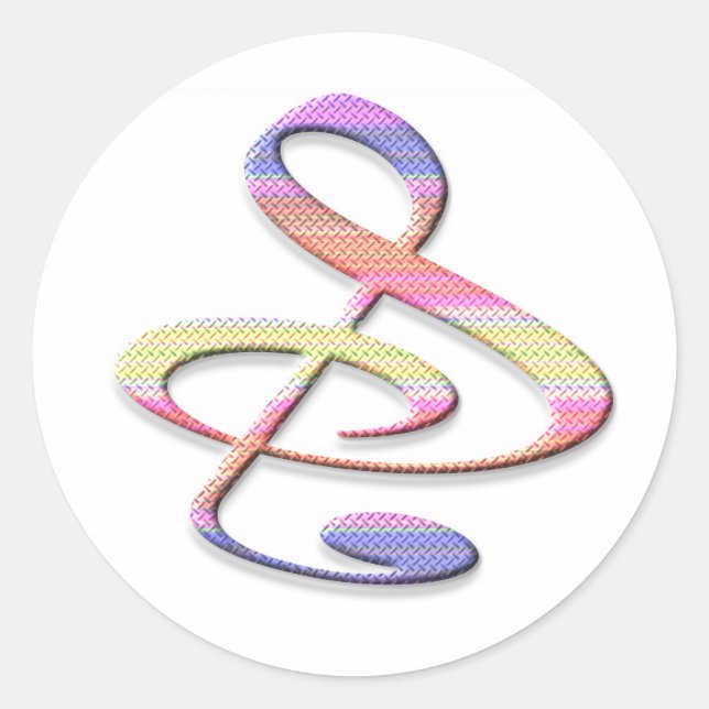 Sticker Rond "S", "&", Et/Ou Treble Clef note musicale (Devant)