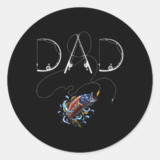 Sticker Rond S Fisher Papa Pêche Amateur Poisson Papa Faune