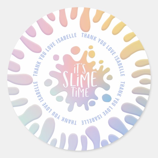 Sticker Rond Sa fête d'anniversaire à l'arc-en-ciel (Devant)