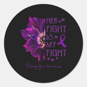 Sticker Rond Sa Lutte Est Mon Combat Anémone Fleur Fibromyalgie