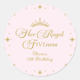 Sticker Rond Sa Royal Fiveness Gold Princess 5e anniversaire