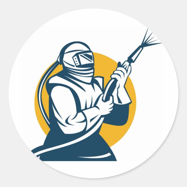 Sticker Rond sablage sablage sablage sablage rétro ouvrier sabl (Devant)